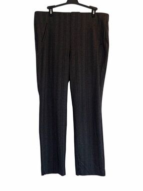 Chico’s Fabulously Slimming Ankle Pants Size 2 L 12 Gray Green Stripes Career